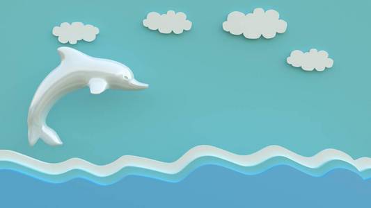 飞行 波动 卡通 海滩 曲线 海豚 插画家 流动的 动物