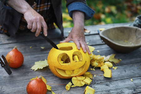 Autumn traditions and preparations for the holiday Halloween. A 