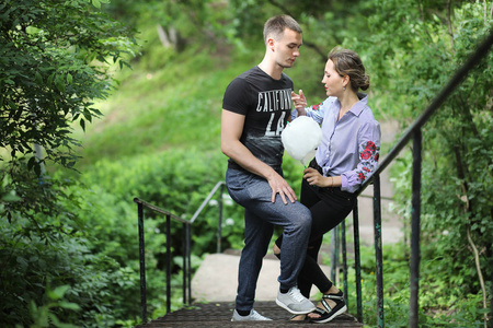 Beautiful young couple on a walk 