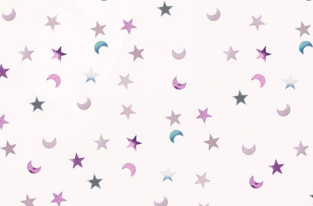 五彩月亮小月亮和星星五彩纸屑照片