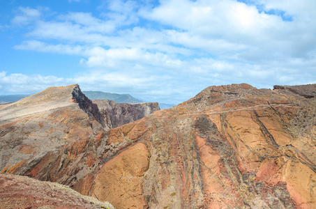 神奇的火山悬崖和风景在Ponta de Sao Lourenco，马德拉岛，葡萄牙。马德拉岛的最东端。活跃假期的热门目的地。葡萄