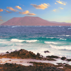 夏天 目的地 海景 日落 风景 海岸 兰扎罗特 火山 海湾