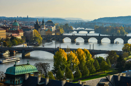 Aerial view of Praha Prague Cityscape 