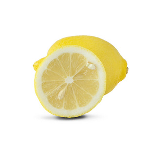 一片新鲜的半柠檬片,白色背景,c照片