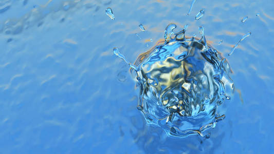 liquid water splash clean drink fresh splashing ripple 3D illust
