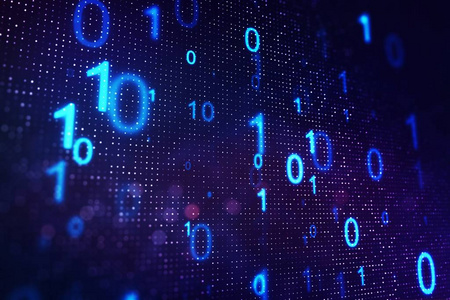 创意蓝色二进制代码背景.编程和编码概念.三维渲染照片