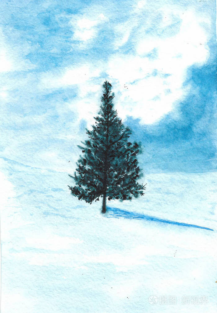 松树水彩纹理背景图片