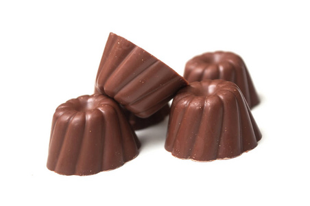 Group of Chocolates in shaped kouglofs on white background 