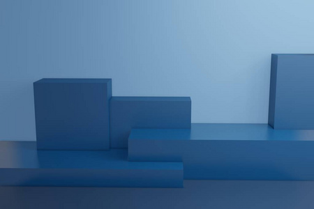 蓝色2020展台3d渲染背景墙,可用于横幅设计项目展示背景照片