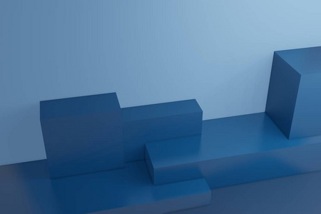 蓝色2020展台3d渲染背景墙,可用于横幅设计项目展示背景照片