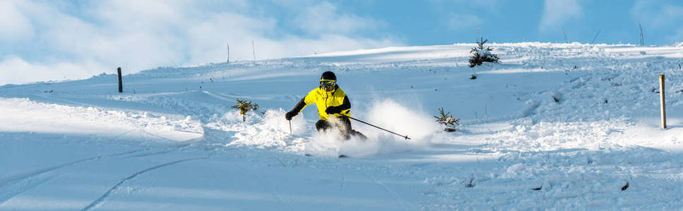 复制空间 适合 滑雪 外部 男人 全景 运动 冬季 自然