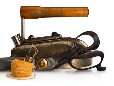 裁缝的古老的专业工具图片