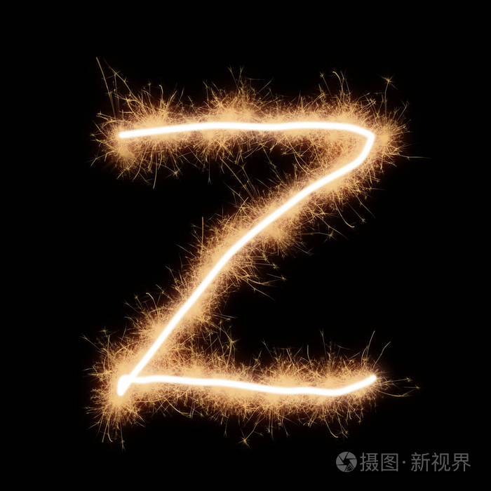 黑色背景上字母表的小写字母z