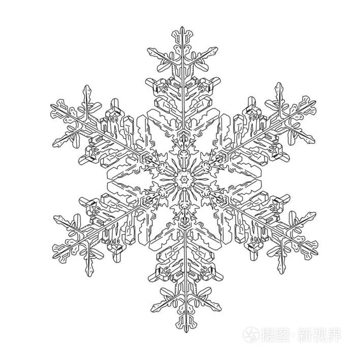 白色背景上的一片雪花插图
