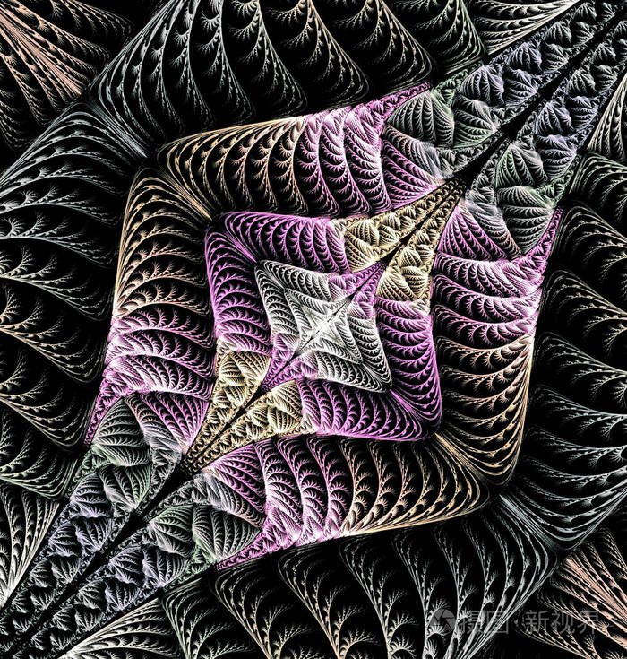 明亮的多色抽象分形背景的几何元素类似于丝绸编织的闪亮丝带美丽的