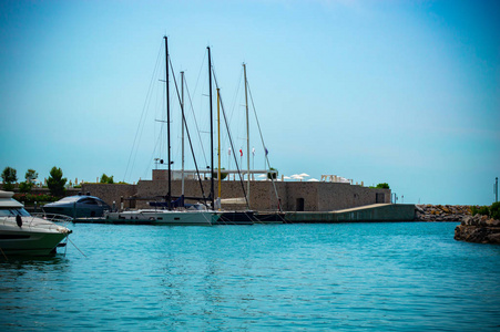 Marina for yachts against the backdrop of beautiful nature 