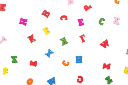 Multicolored letters isolated on a white background. 