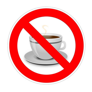 禁止咖啡或茶饮料标志，红色禁止标志