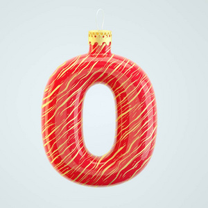 红色数字零圣诞玩具独立白色3d渲染