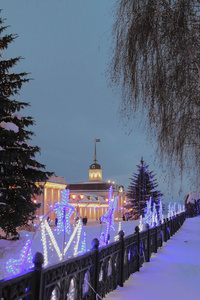 栅栏 建筑 冬天 傍晚 旅行者 俄语 美丽的 喀山 欧洲