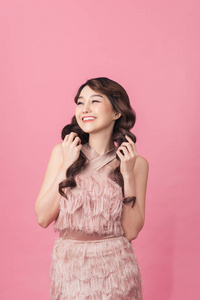 连衣裙 美女 美好的 女人 韩国人 泰语 微笑 日本人 粉红色