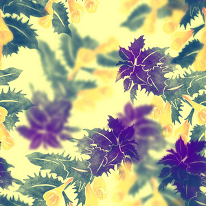 紫叶黄花林草无缝图案图片