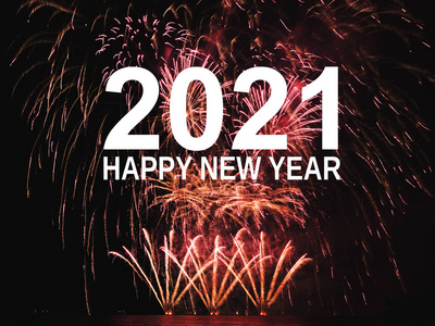 2021年新年快乐,烟花背景照片