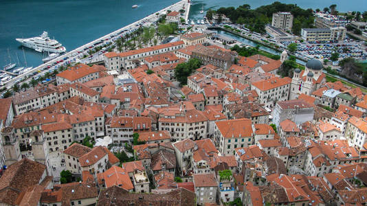 view of bay of  Kotor and old town of Kotor 