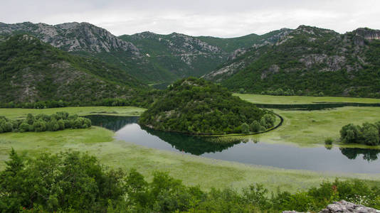 panoramic view of the island on Skadar Lake 