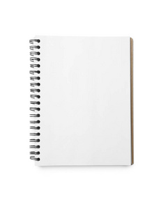 时尚开放式笔记本，白色隔离，顶视图