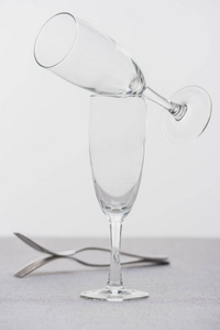 台布 叉子 透明的 餐具 服务 空的 优雅 玻璃器皿 桌子