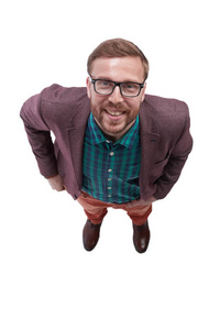 俯视图.自信的年轻人照片