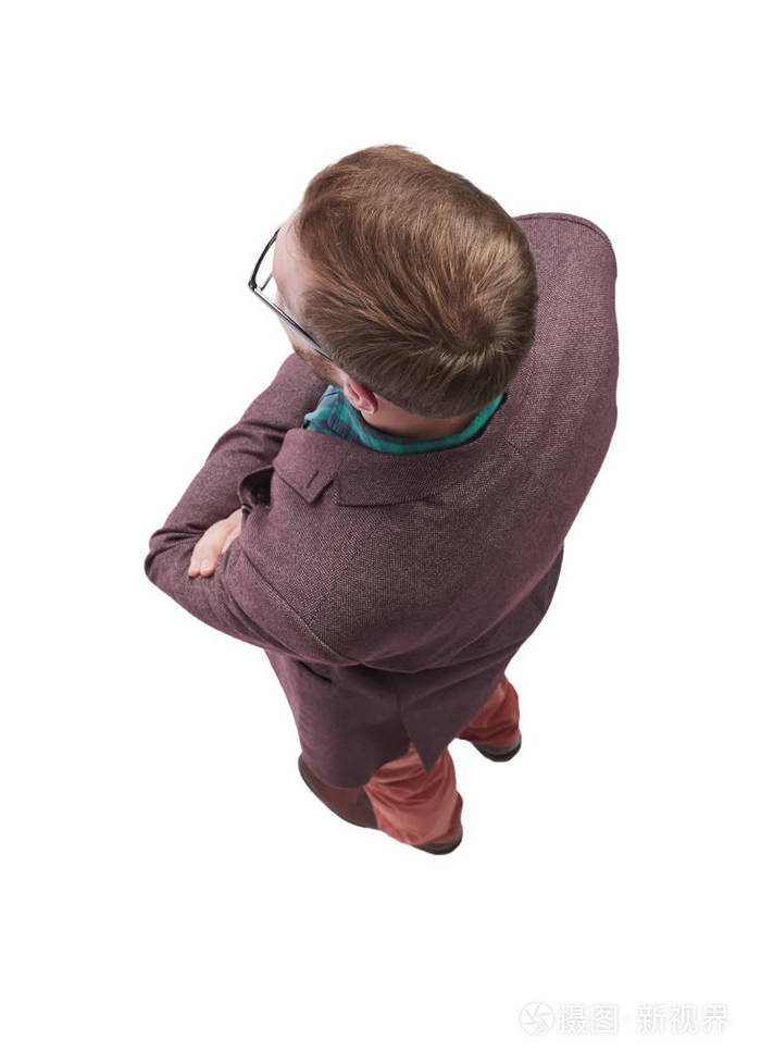 俯视图自信的年轻人