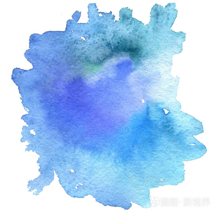 蓝色水彩画背景颜料污渍