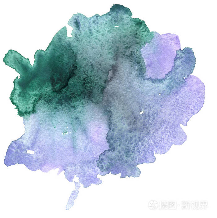 蓝色水彩画背景颜料污渍