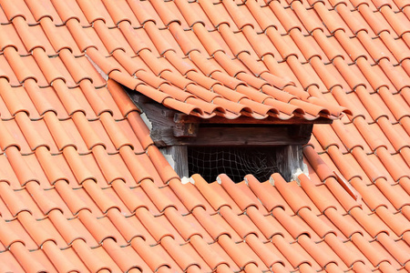 有屋顶窗户的旧瓷砖
