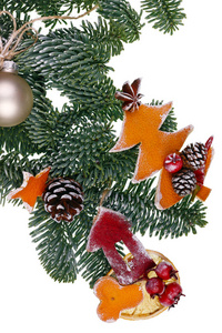 圣诞自制冷杉树枝装饰物图片