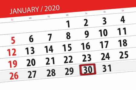 2020年1月日历计划，截止日，30，t