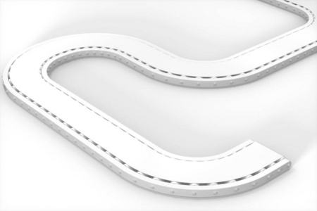 白色移动输送带，白色背景，3d渲染。
