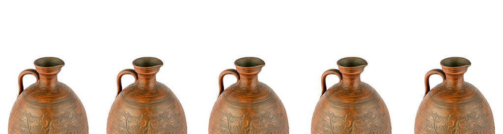  amphora Isolated on white background. Collage. Wide photo 