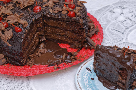 巧克力 可可 食物 蛋糕 甜点 结霜 樱桃 奶油 面包店