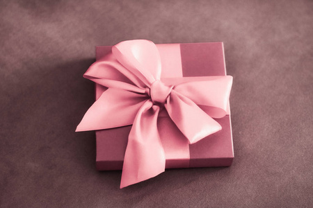 Vintage luxury holiday blush pink gift box with silk ribbon and 