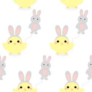 野兔 假日 春天 插图 动物 卡通 墙纸 明信片 可爱的
