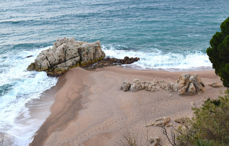 岩石 全景 地中海 海滩 风景 海洋 自然 海岸