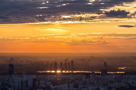 Moscow cityscape at sunset 