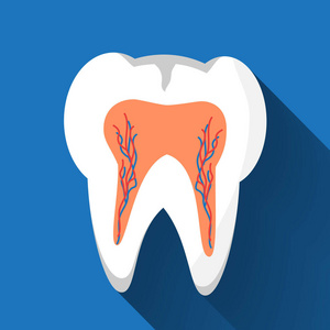 蛀牙图标。牙医网龋齿标志。象征帮助牙痛，治疗牙髓炎，美白牙釉质或恢复种植。不健康或坏牙。口腔护理