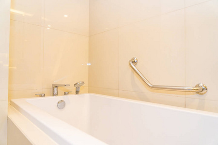 Empty white bathtub decoration interior of toilet