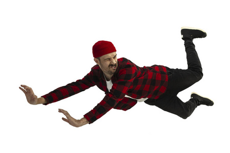 摔倒时情绪和表情都很好面部表情, 情绪, 友好的黑人男子笑快乐的欧洲