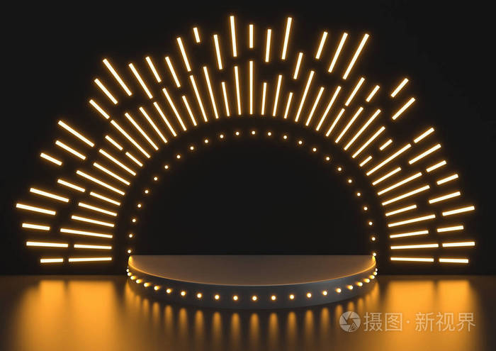 颁奖典礼的舞台领奖台场景黑色背景圣