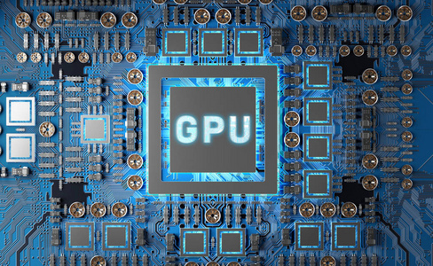 功能视图具有电路3d渲染功能的现代gpu卡的特写视图照片